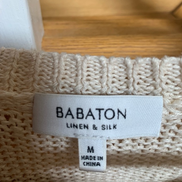 Iridescent Babaton Linen & Silk Knit Sweater Size M - Picture 3 of 5